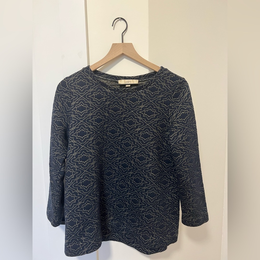 Beautiful blue and gold Ann Taylor Loft Sweater